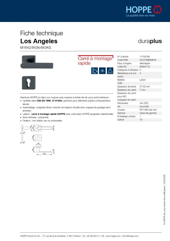 Ensemble de porte Los Angeles M1642/843K/843KS